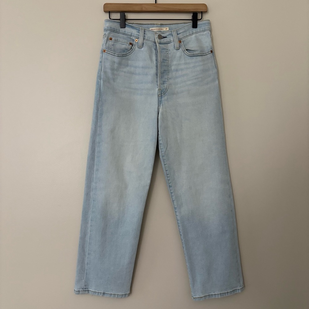Levi's Ribcage Straight Leg Ankle jeans high rise button fly light wash 27 - Picture 11 of 12